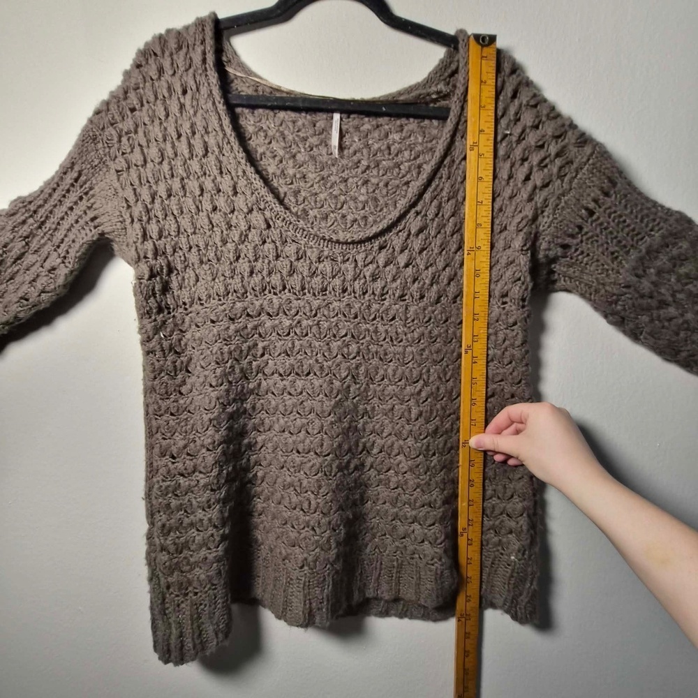 Free People Shabby Chic Earthy Cottage Brown Forest Garden Chunky Knit Sweater - Picture 12 of 12